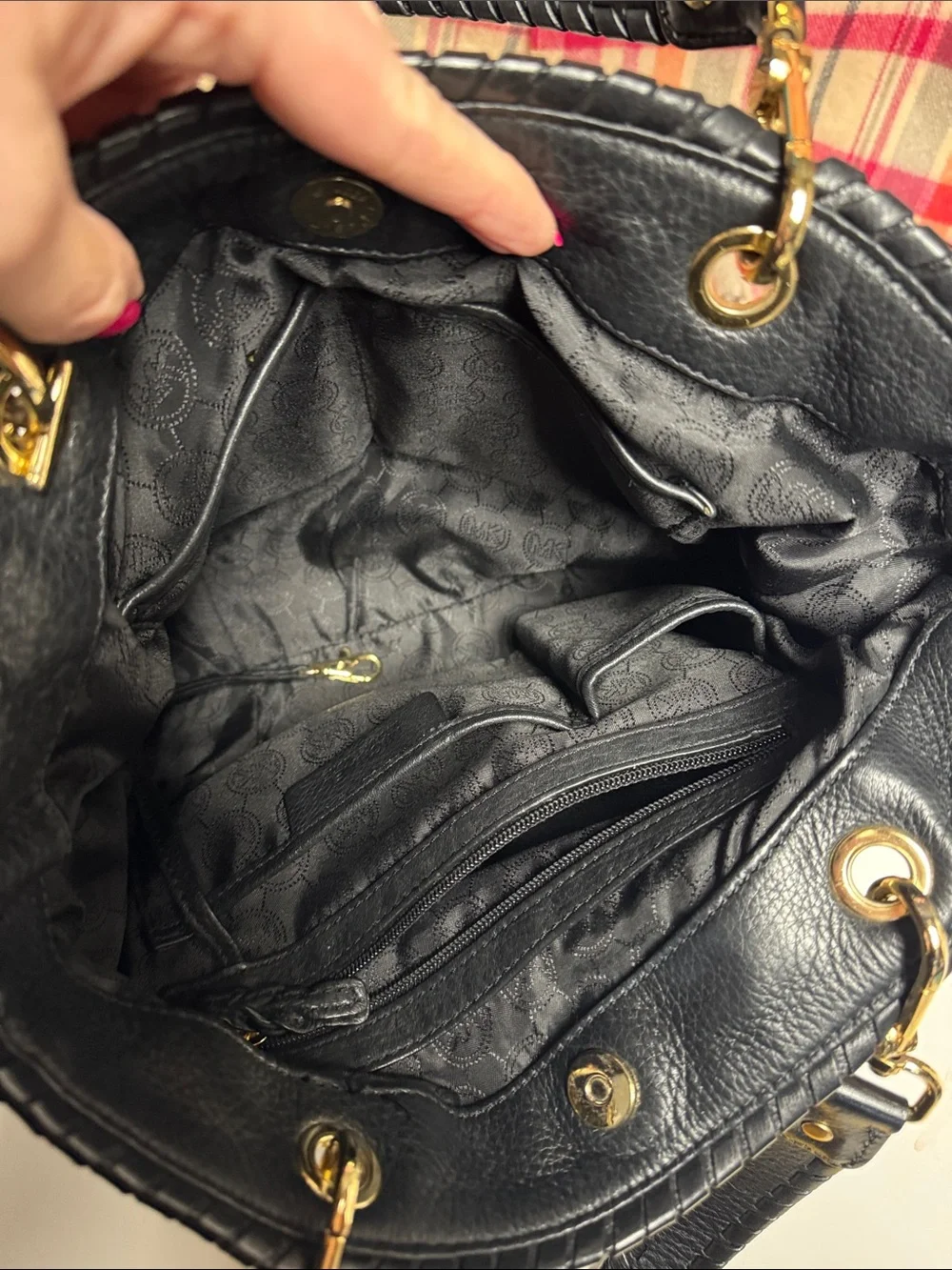 Michael Kors Black Leather Tassel Satchel Handbag